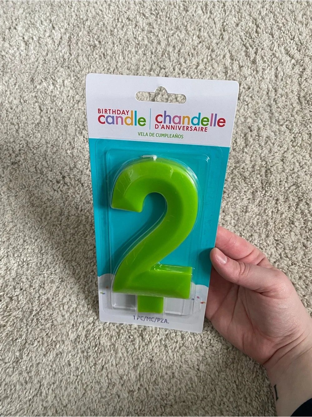 Amscan Giant Bright Green Number 2 Birthday Candle